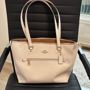 Coach Beige Leather Tote Bag